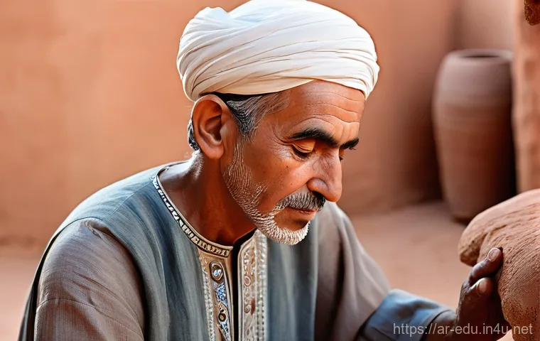 시니어 아트 클래스 - **Prompt:** A serene and introspective portrait of an elderly Arab woman, elegantly dressed in a mod...