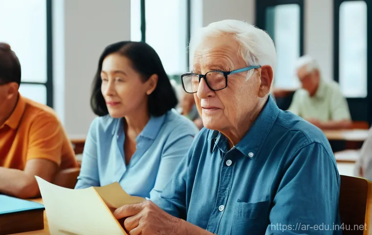 시니어 시청각 교육 - **Memory and Cognitive Stimulation:** Seniors watching educational content.