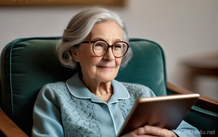 시니어 시청각 교육 - **Memory and Cognitive Stimulation:** Seniors watching educational content.