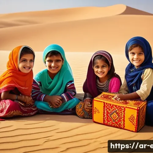 Home 30 시니어 이야기 만들기 - **Prompt:** A group of Emirati children, aged 4-6, are playing in a vibrant, sunlit desert oasis. Th...
